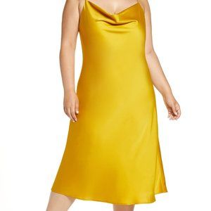R29 x ELOQUII Cowl Neck Slip Dress Gold NWT
